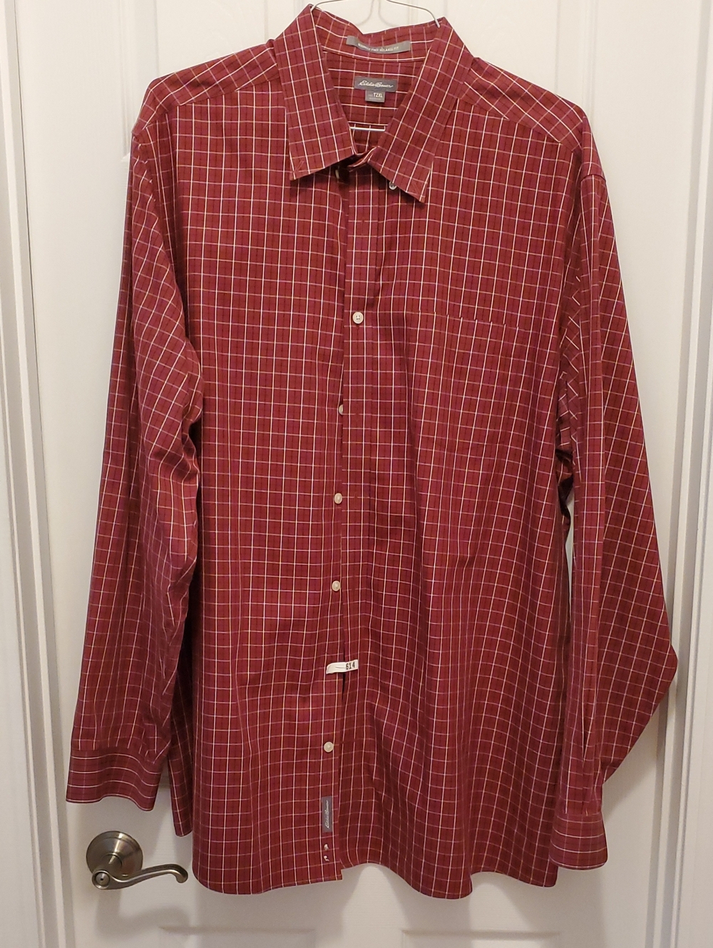 Eddie Bauer Red Windowpane Long-Sleeve Button-Down Shirt 2XLT